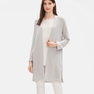 NWT EILEEN FISHER ORGANIC COTTON SILK MAXI CARDIGAN PEARL Size XS/TP